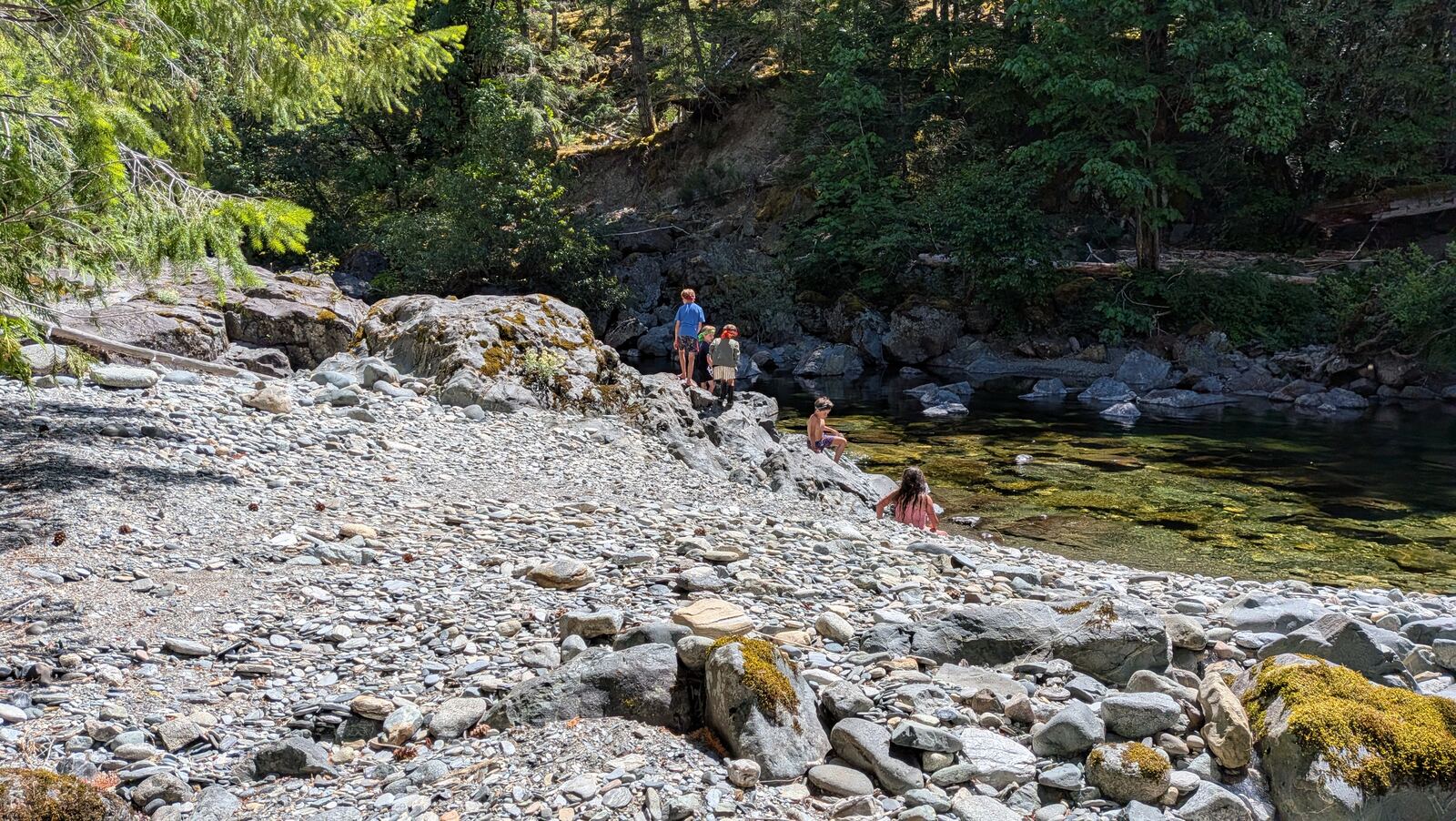 A wide creek bed in the forest near Sooke, BC